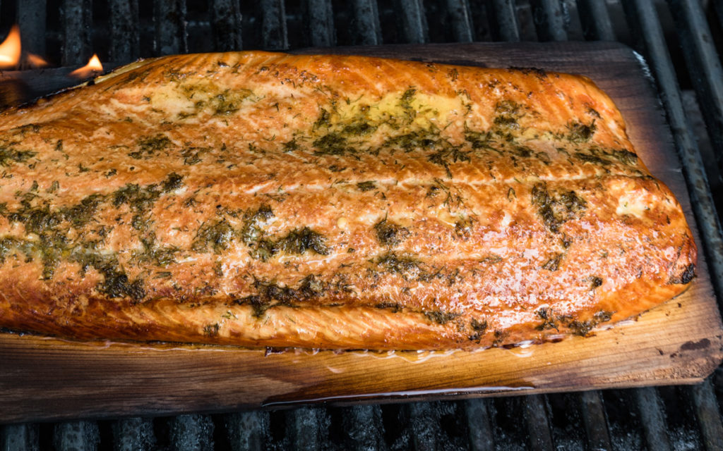 Planked Salmon with Maple Mustard Glaze