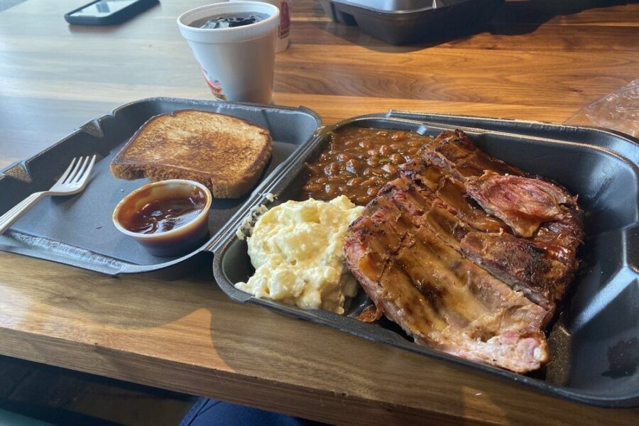 plate of bbq and sides from jacks bar b q in nashville