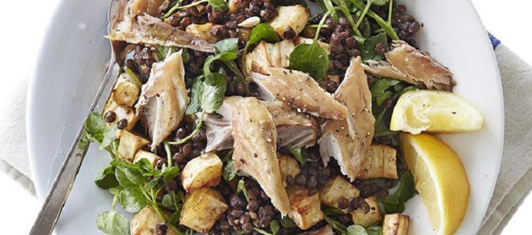 Parsnip-Smoked-Mackerel-Puy-Lentil-Salad-On-A-Plate